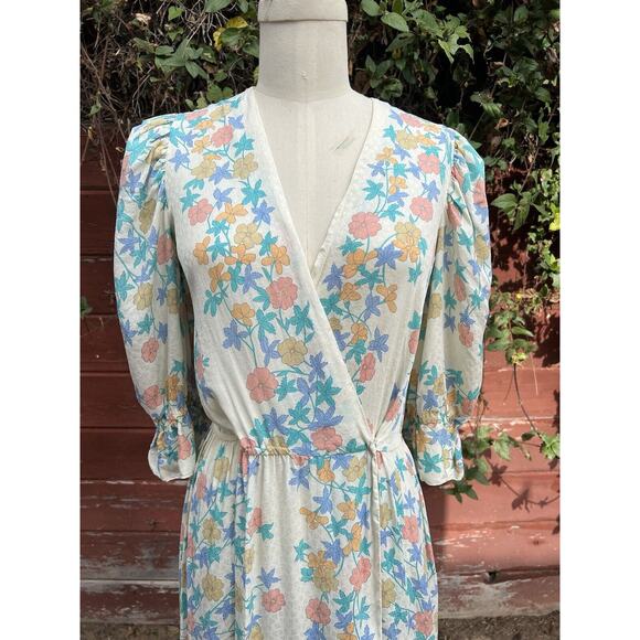 Vintage Dresses & Skirts - Vintage 80's Diane Dickinson for Gentillesse Silk Floral Wrap Dress Size Medium